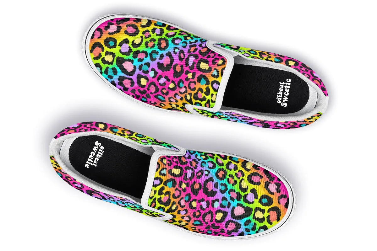 Rainbow Leopard Slip Ons