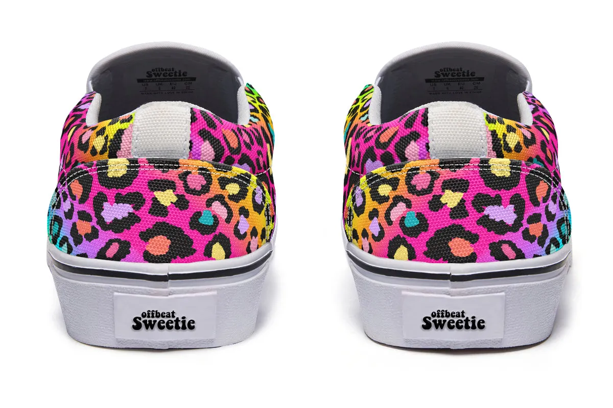 Rainbow Leopard Slip Ons