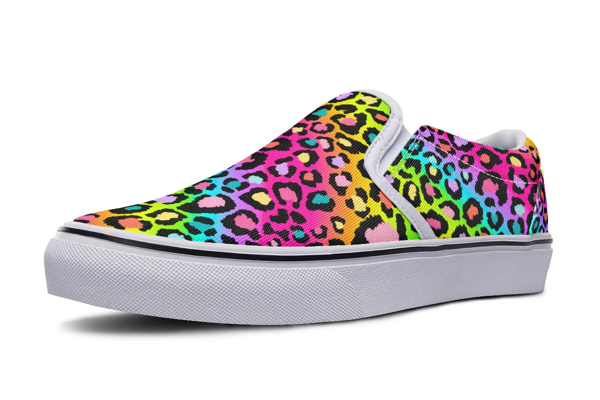 Rainbow Leopard Slip Ons