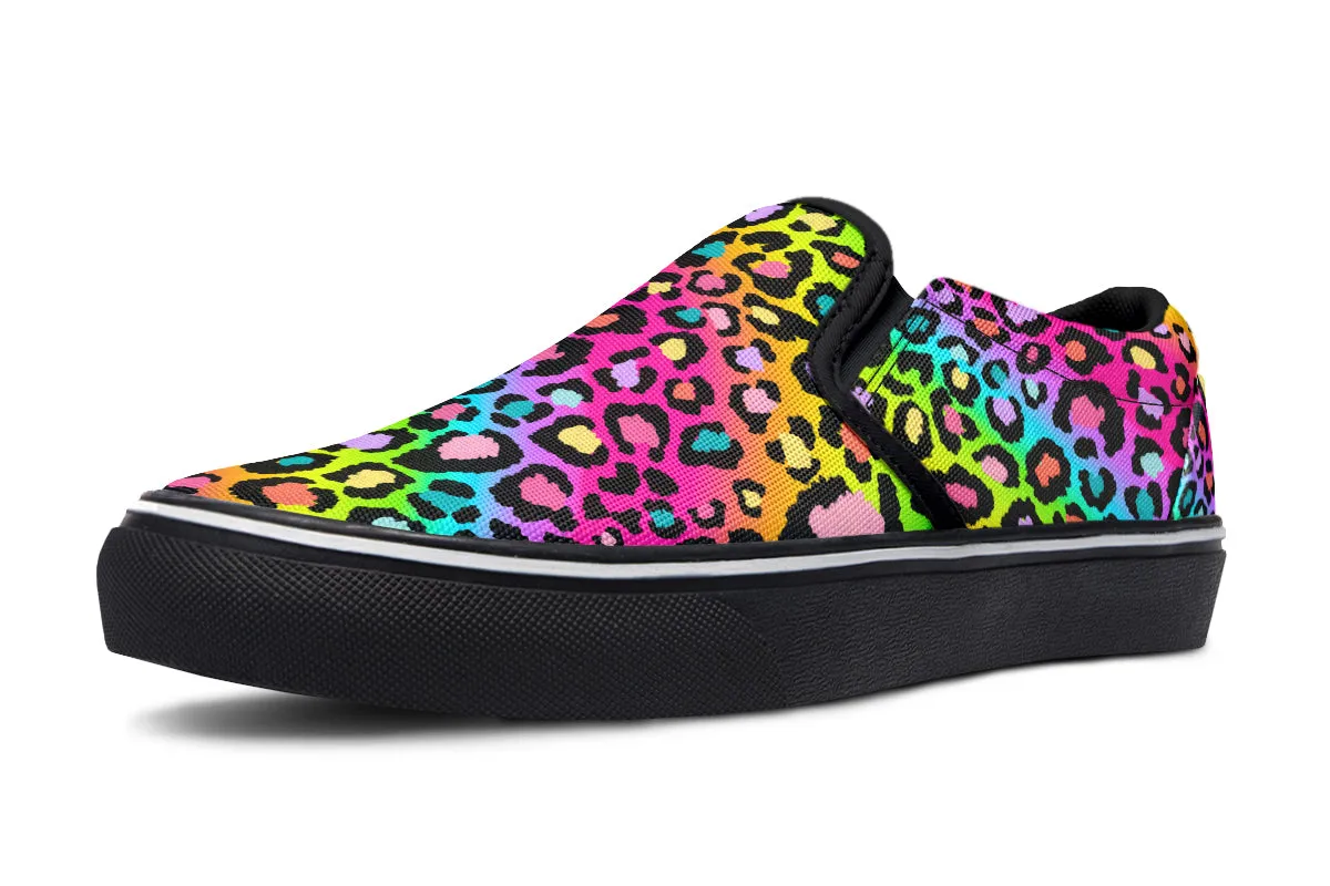 Rainbow Leopard Slip Ons