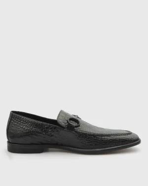 VINCENT & FRANKS W24CROC BLACK CROCODILE LOAFER