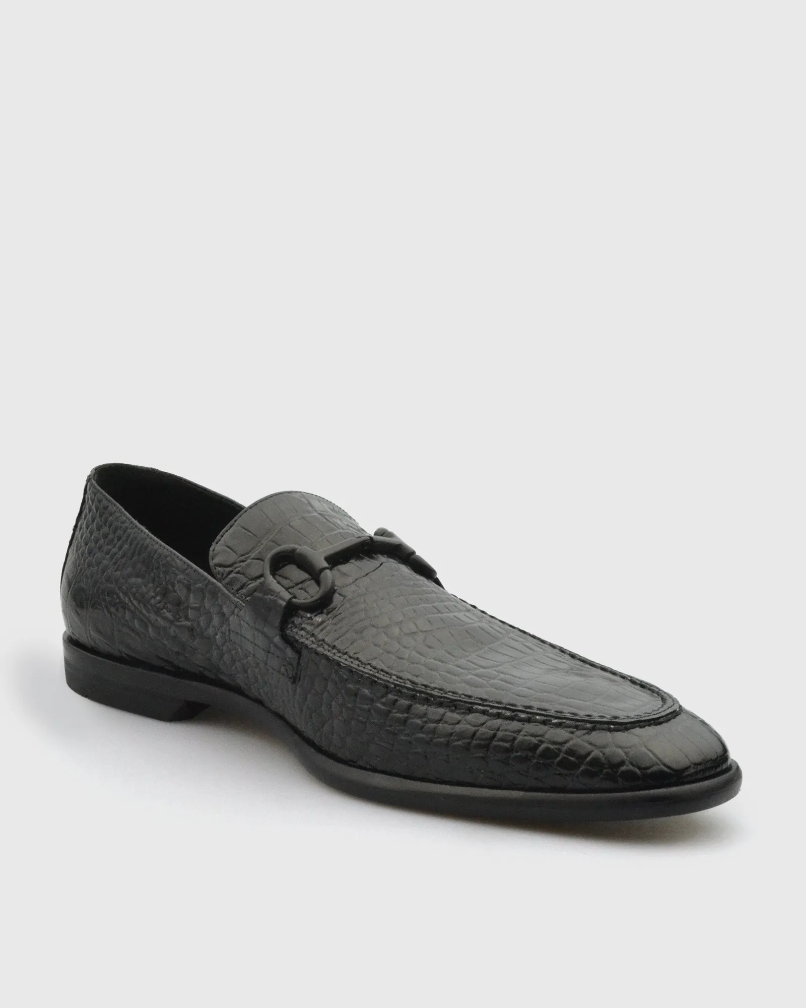 VINCENT & FRANKS W24CROC BLACK CROCODILE LOAFER