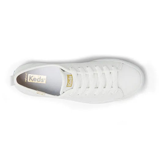 Women's Triple Up Leather Platform Sneaker White (WH61626)